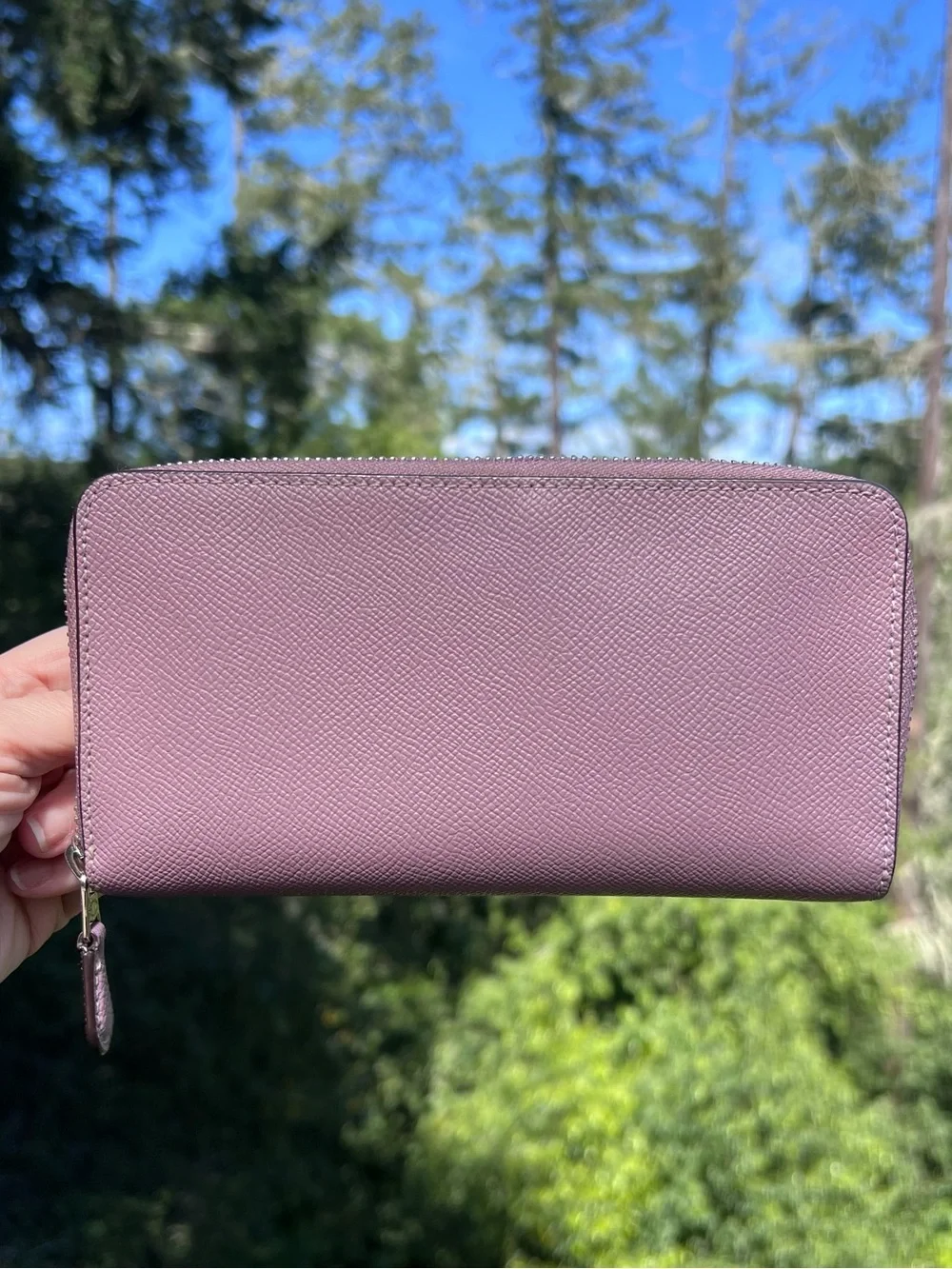 COACH Crossgrain Leather Wallet Purple with Silver Hardware AUTHENTIC